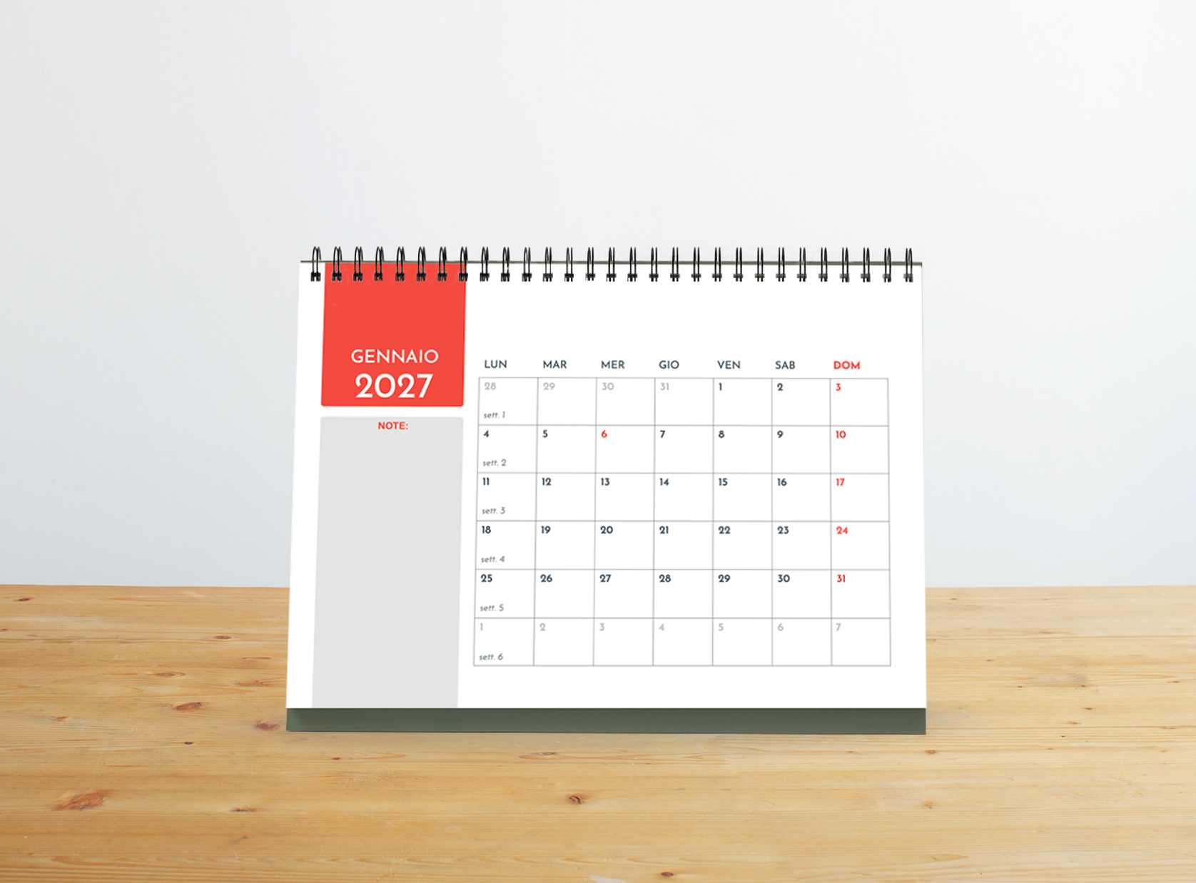Calendario da tavolo grande 2027